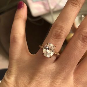 3 carat cubic zirconia with cz pave rose gold dip